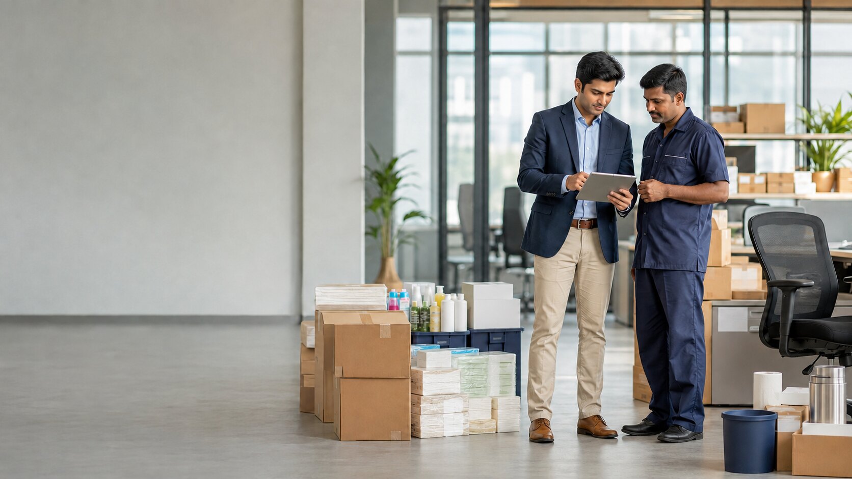 Corporate workplace materials and procurement coordination